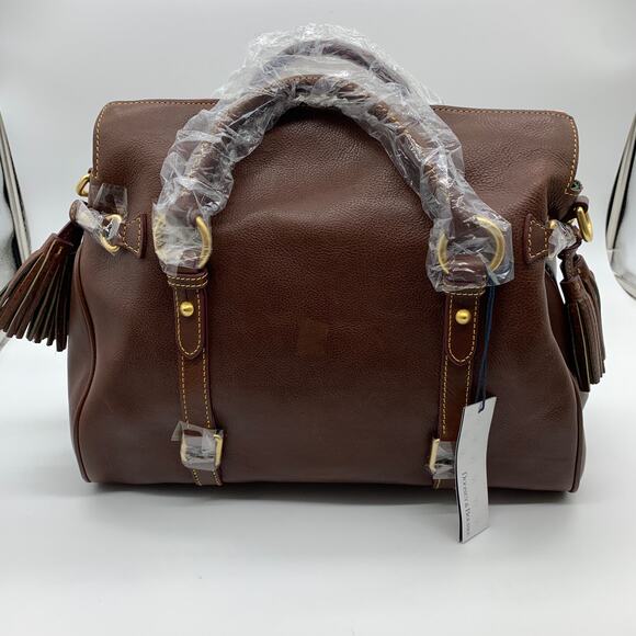 Dooney & Bourke Handbags Florentine Leather Satchel Brown Chestnut - Picture 2 of 16